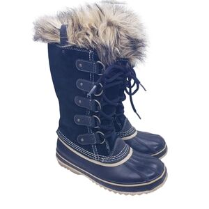 Sorel Joan Of Arctic Black Waterproof Lace Up Winter Snow Boots Women's Size 6